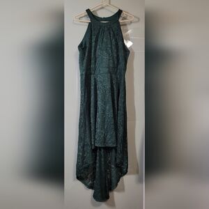 Zapaka Asymmetrical Green Lace Party Dress